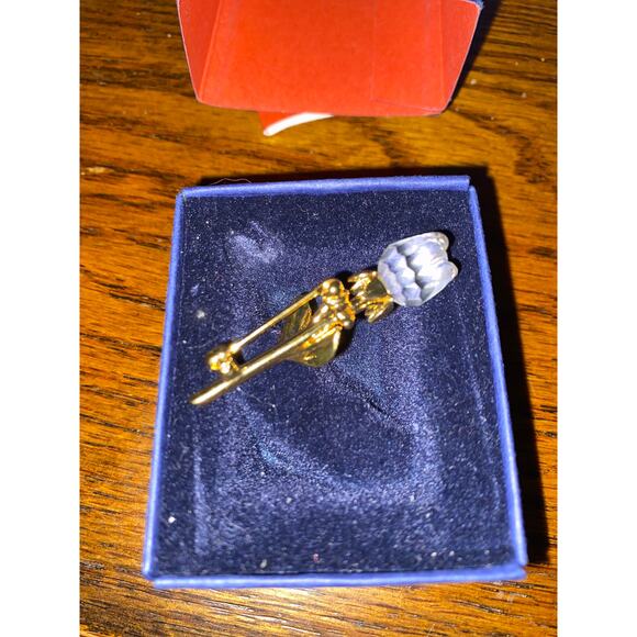 Swarovski Crystal Memories Mini Gold Rose Brooch Pin In Box - Picture 3 of 6